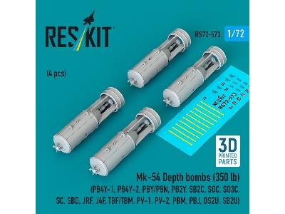 Mk.54 Depth Bombs 350 Lb (4 Pcs / 3d Printed) - zdjęcie 1