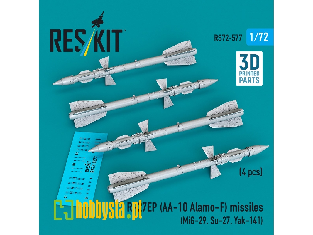 R-27ep (Aa-10 Alamo-f) Missiles (4 Pcs / 3d Printed) - zdjęcie 1 R-27ep (Aa-10 Alamo-f) Missiles (4 Pcs / 3d Printed) - zdjęcie 1