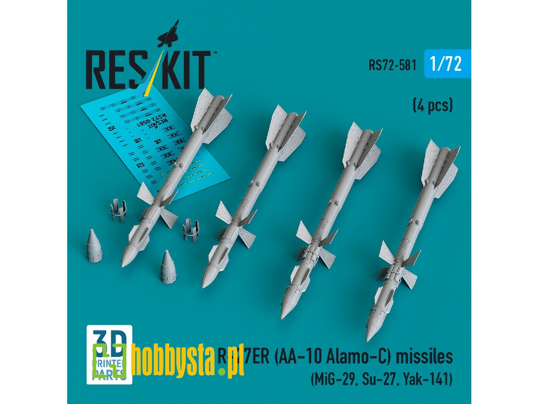 R-27er (Aa-10 Alamo-c) Missiles (4 Pcs / 3d Printed) - zdjęcie 1 R-27er (Aa-10 Alamo-c) Missiles (4 Pcs / 3d Printed) - zdjęcie 1