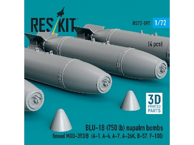 Blu-1b (750 Lb) Napalm Bombs Finned Mxu-393/B (4 Pcs / 3d Printed) - zdjęcie 2