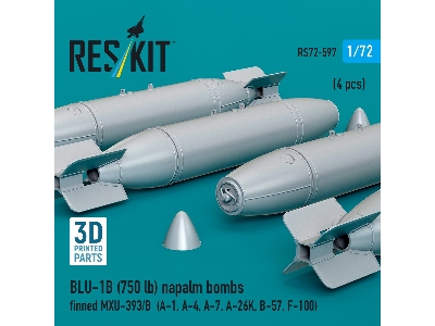Blu-1b (750 Lb) Napalm Bombs Finned Mxu-393/B (4 Pcs / 3d Printed) - zdjęcie 3