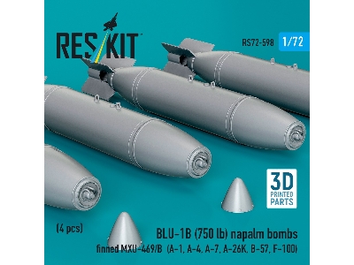 Blu-1b (750 Lb) Napalm Bombs Finned Mxu-469/B (4 Pcs / 3d Printed) - zdjęcie 2