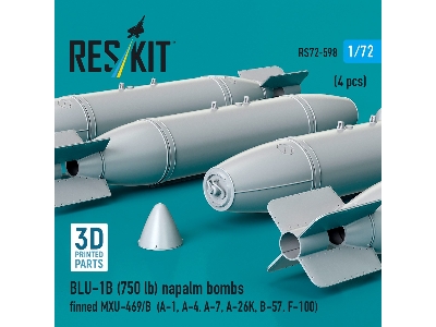 Blu-1b (750 Lb) Napalm Bombs Finned Mxu-469/B (4 Pcs / 3d Printed) - zdjęcie 3