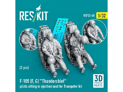 F-105 F/G Thunderchief - 3d-printed Pilots Sitting In Ejection Seat (2 Figures / For Trumpeter Kits) - zdjęcie 1