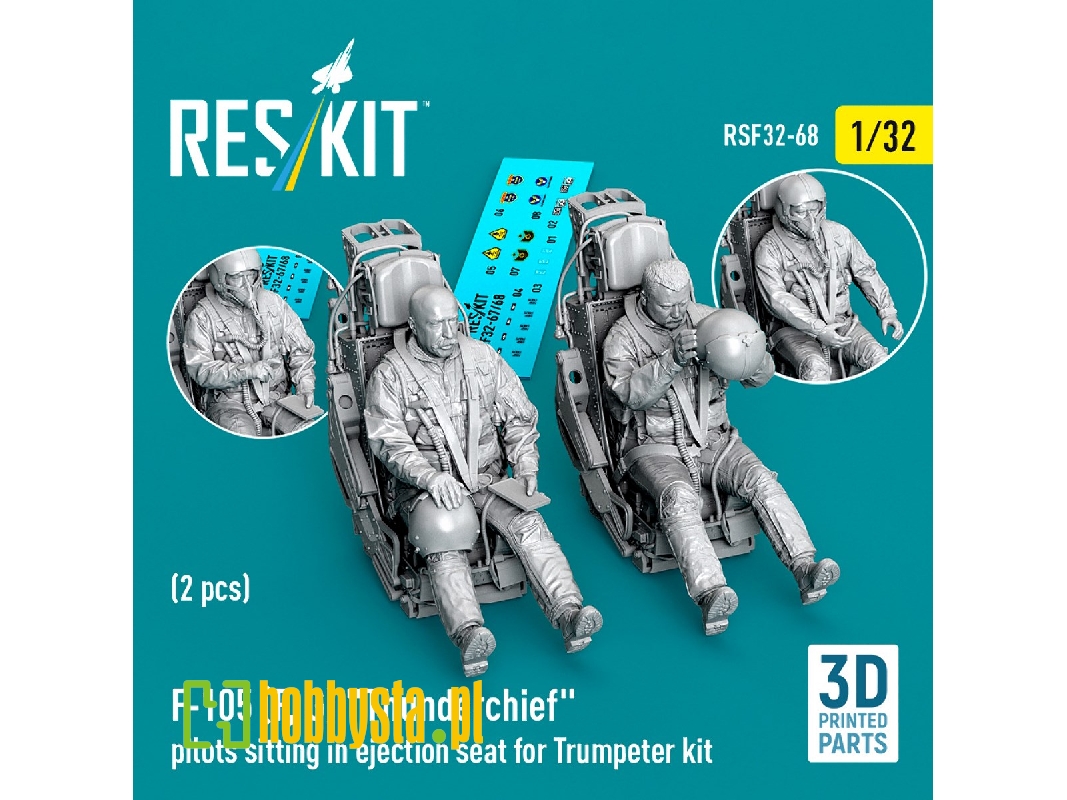 F-105 F/G Thunderchief - 3d-printed Pilots Sitting In Ejection Seat (2 Figures / For Trumpeter Kits) - zdjęcie 1