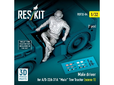 Male Driver For A/S-32a-31a "mule" Tow Tractor Scene 1 (1 Figure / 3d Printed) - zdjęcie 1