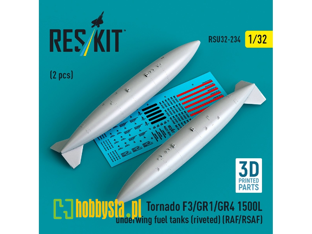 Panavia Tornado F.3 / Gr.1 / Gr.4 - 1500l Underwing Fuel Tanks - Riveted (Raf/Rsaf) (2 Pcs / 3d Printed) - zdjęcie 1
