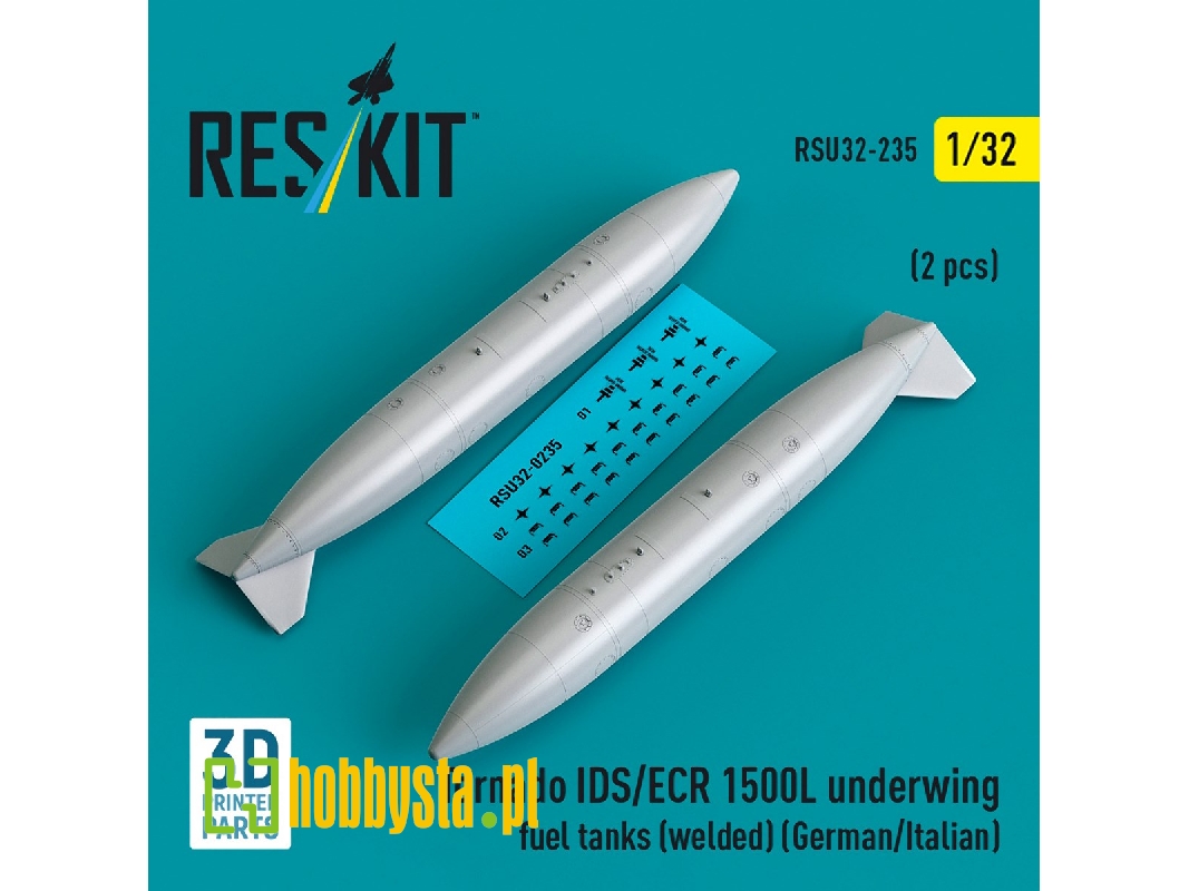 Panavia Tornado Ids / Ecr - 1500l Underwing Fuel Tanks - Welded (German Af / Italian Af) (2 Pcs / 3d Printed) - zdjęcie 1