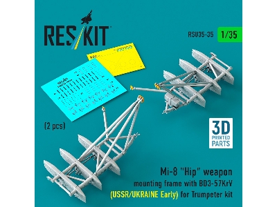 Mil Mi-8 "hip" - 3d-printed Weapon Mounting Frame With Bd3-57krv - Ussr / Ukraine Early (2 Pcs / For Trumpeter Kits) - zdjęcie 