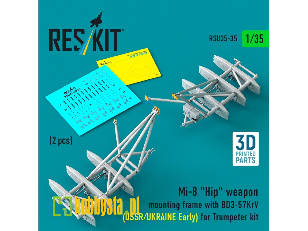 Mil Mi-8 "hip" - 3d-printed Weapon Mounting Frame With Bd3-57krv - Ussr / Ukraine Early (2 Pcs / For Trumpeter Kits) - zdjęcie Mil Mi-8 "hip" - 3d-printed Weapon Mounting Frame With Bd3-57krv - Ussr / Ukraine Early (2 Pcs / For Trumpeter Kits) - zdjęcie
