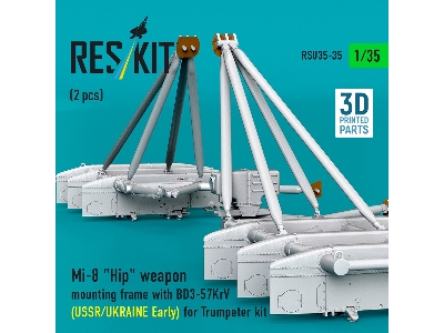 Mil Mi-8 "hip" - 3d-printed Weapon Mounting Frame With Bd3-57krv - Ussr / Ukraine Early (2 Pcs / For Trumpeter Kits) - zdjęcie 
