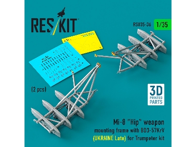 Mil Mi-8 "hip" - 3d-printed Weapon Mounting Frame With Bd3-57krv - Ukraine Late (2 Pcs / For Trumpeter Kits) - zdjęcie 1