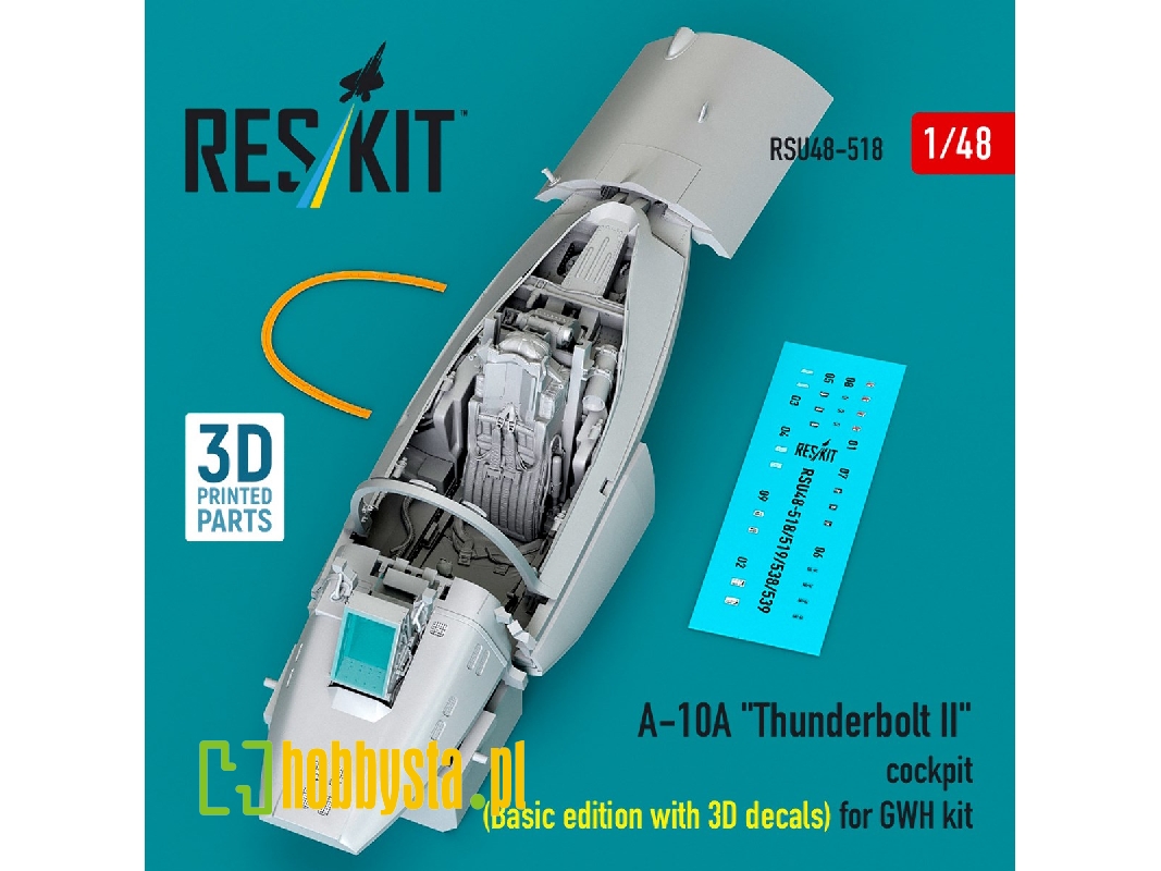 Fairchild A-10 A Thunderbolt Ii - 3d-printed Cockpit Basic Edition With 3d Decals (For Gwh Kits) - zdjęcie 1