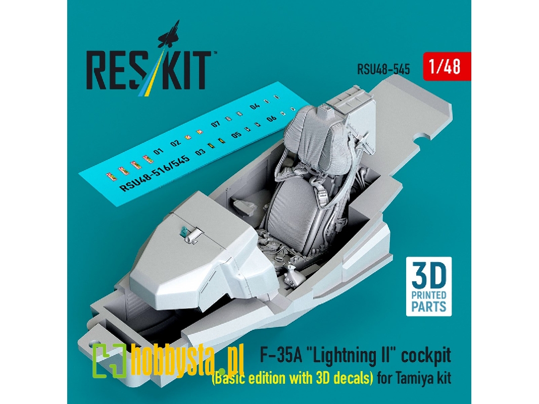 Lockheed Martin F-35 A Lightning Ii - 3d-printed Cockpit Basic Edition With 3d Decals (For Tamiya Kits) - zdjęcie 1