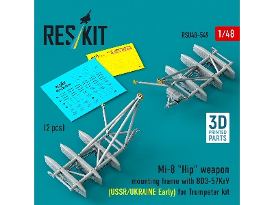Mil Mi-8 "hip" - 3d-printed Weapon Mounting Frame With Bd3-57krv - Ussr / Ukraine Early (2 Pcs / For Trumpeter Kits) - zdjęcie 