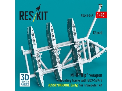 Mil Mi-8 "hip" - 3d-printed Weapon Mounting Frame With Bd3-57krv - Ussr / Ukraine Early (2 Pcs / For Trumpeter Kits) - zdjęcie 