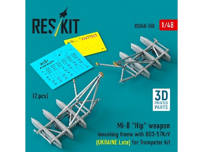 Mil Mi-8 "hip" - 3d-printed Weapon Mounting Frame With Bd3-57krv - Ukraine Late (2 Pcs / For Trumpeter Kits) - zdjęcie 1