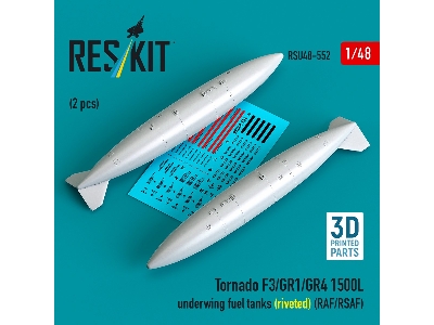 Panavia Tornado F.3 / Gr.1 / Gr.4 - 1500l Underwing Fuel Tanks - Riveted (Raf/Rsaf) (2 Pcs / 3d Printed) - zdjęcie 1