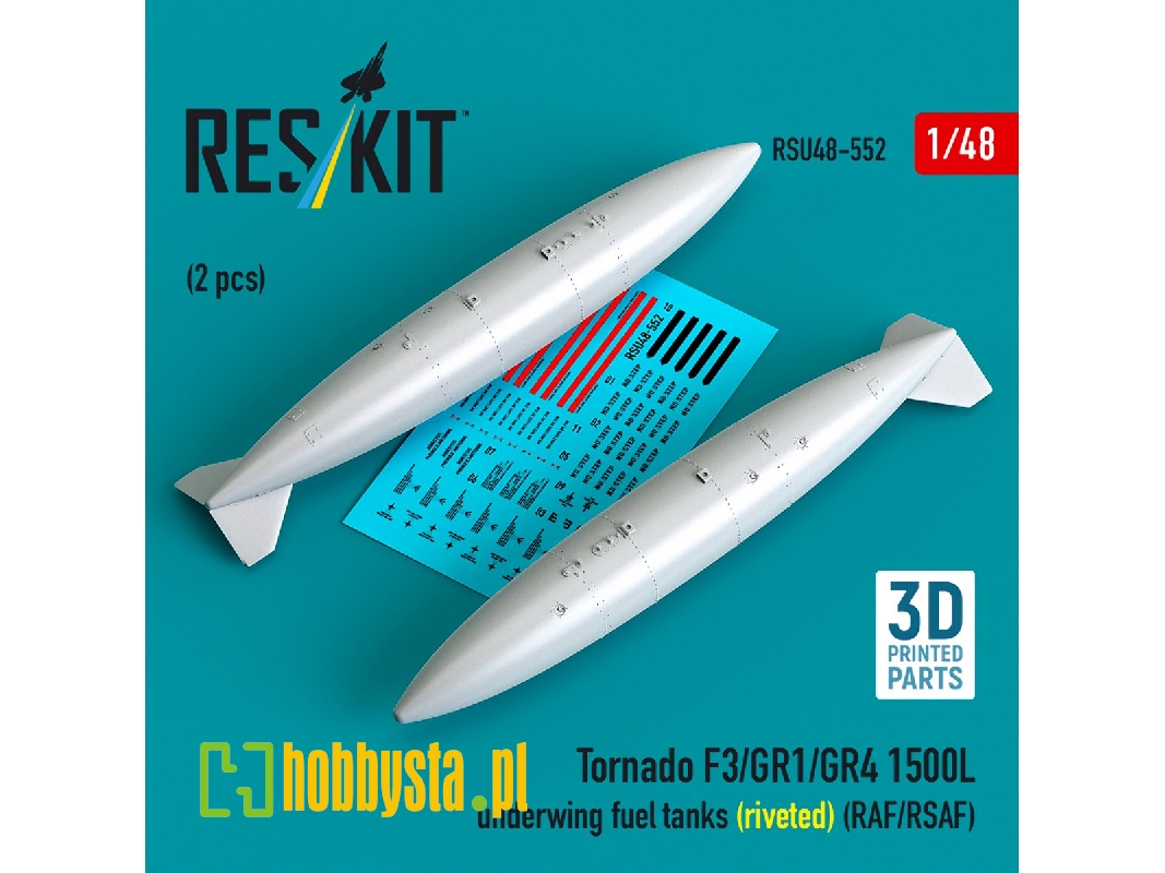 Panavia Tornado F.3 / Gr.1 / Gr.4 - 1500l Underwing Fuel Tanks - Riveted (Raf/Rsaf) (2 Pcs / 3d Printed) - zdjęcie 1