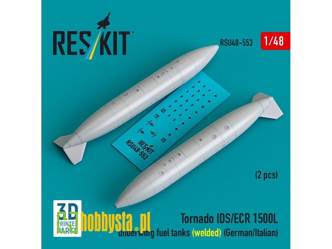 Panavia Tornado Ids / Ecr - 1500l Underwing Fuel Tanks - Welded (German Af / Italian Af) (2 Pcs / 3d Printed) - zdjęcie 1