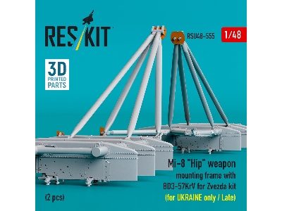 Mil Mi-8 "hip" - 3d-printed Weapon Mounting Frame With Bd3-57krv - Ukraine Late (2 Pcs / For Zvezda Kits) - zdjęcie 2