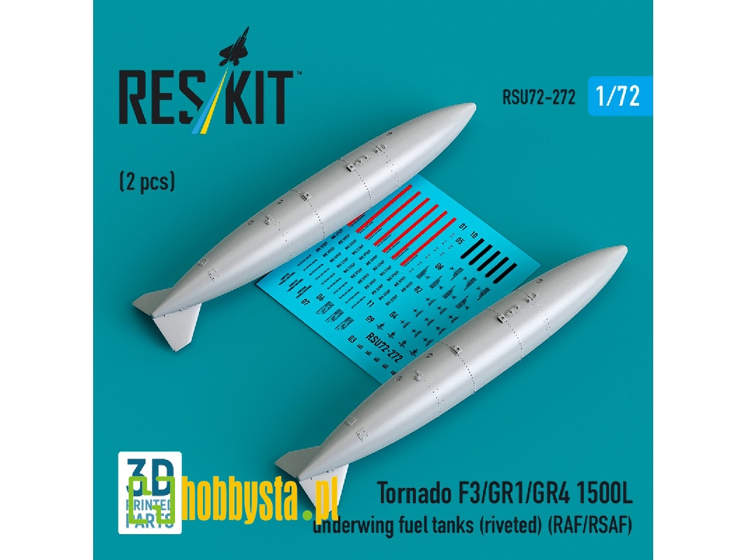 Panavia Tornado F.3 / Gr.1 / Gr.4 - 1500l Underwing Fuel Tanks - Riveted (Raf/Rsaf) (2 Pcs / 3d Printed) - zdjęcie 1