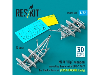Mil Mi-8 "hip" - 3d-printed Weapon Mounting Frame With Bd3-57krv - Ussr / Ukraine Early (2 Pcs / For Trumpeter Kits) - zdjęcie 