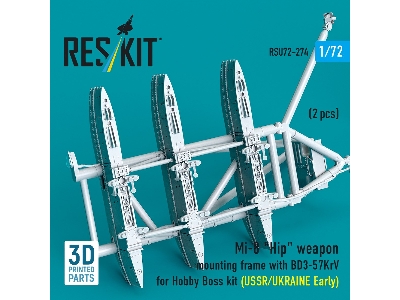 Mil Mi-8 "hip" - 3d-printed Weapon Mounting Frame With Bd3-57krv - Ussr / Ukraine Early (2 Pcs / For Trumpeter Kits) - zdjęcie 