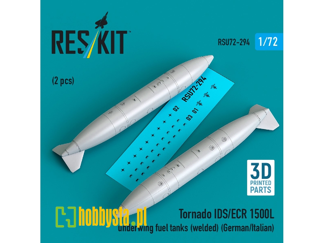 Panavia Tornado Ids / Ecr - 1500l Underwing Fuel Tanks - Welded (German Af / Italian Af) (2 Pcs / 3d Printed) - zdjęcie 1