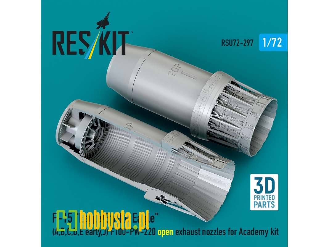 F&#8209;15 A, B, C, D, E Early, J Eagle / Strike Eagle - 3d-printed F100-pw-220 Open Exhaust Nozzles (For Academy Kits) - zdjęc