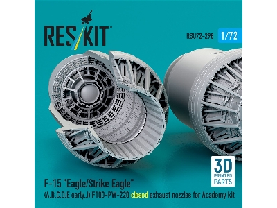 F&#8209;15 A, B, C, D, E Early, J Eagle / Strike Eagle - 3d-printed F100-pw-220 Closed Exhaust Nozzles (For Academy Kits) - zdjÄ