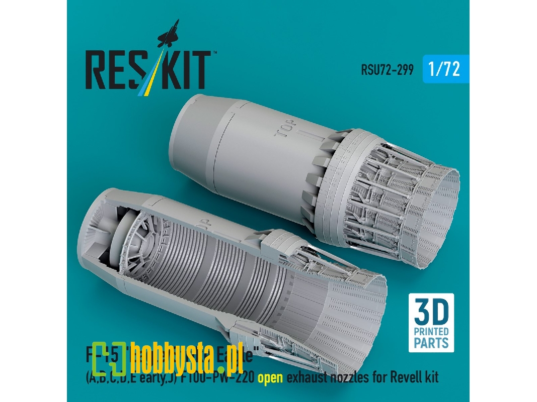 F&#8209;15 A, B, C, D, E Early, J Eagle / Strike Eagle - 3d-printed F100-pw-220 Open Exhaust Nozzles (For Revell Kits) - zdjęci