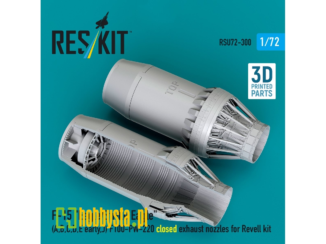 F&#8209;15 A, B, C, D, E Early, J Eagle / Strike Eagle - 3d-printed F100-pw-220 Closed Exhaust Nozzles (For Revell Kits) - zdję