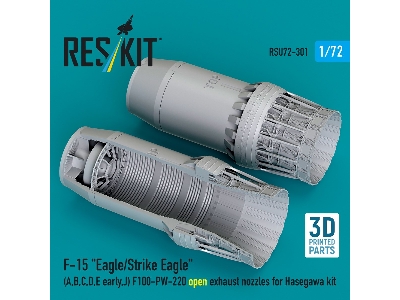 F&#8209;15 A, B, C, D, E Early, J Eagle / Strike Eagle - 3d-printed F100-pw-220 Open Exhaust Nozzles (For Hasegawa Kits) - zdję