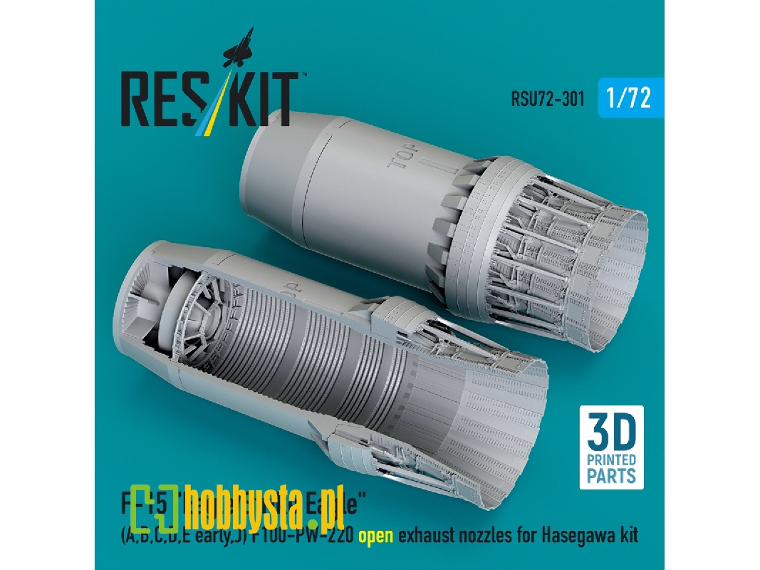 F&#8209;15 A, B, C, D, E Early, J Eagle / Strike Eagle - 3d-printed F100-pw-220 Open Exhaust Nozzles (For Hasegawa Kits) - zdję