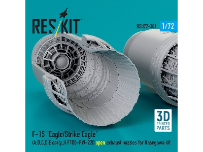 F&#8209;15 A, B, C, D, E Early, J Eagle / Strike Eagle - 3d-printed F100-pw-220 Open Exhaust Nozzles (For Hasegawa Kits) - zdję