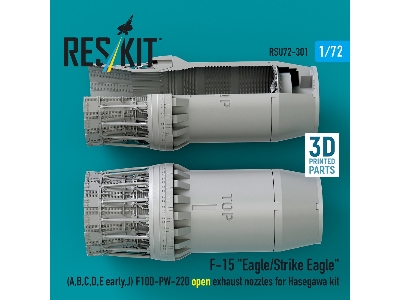 F&#8209;15 A, B, C, D, E Early, J Eagle / Strike Eagle - 3d-printed F100-pw-220 Open Exhaust Nozzles (For Hasegawa Kits) - zdję