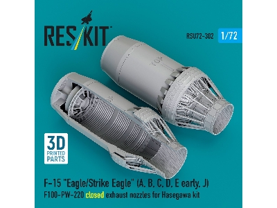 F&#8209;15 A, B, C, D, E Early, J Eagle / Strike Eagle - 3d-printed F100-pw-220 Closed Exhaust Nozzles (For Hasegawa Kits) - zdj