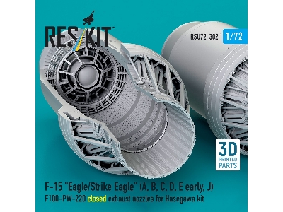 F&#8209;15 A, B, C, D, E Early, J Eagle / Strike Eagle - 3d-printed F100-pw-220 Closed Exhaust Nozzles (For Hasegawa Kits) - zdj