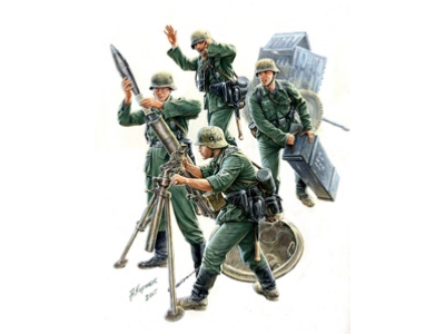 German 120-mm Mortar 42 with Trailer and Crew WWII - zdjęcie 1