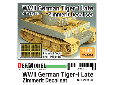 Tiger I Mid/Late - Zimmerit Decal Set With Pe Grill (For Tamiya Kits) - zdjęcie 1