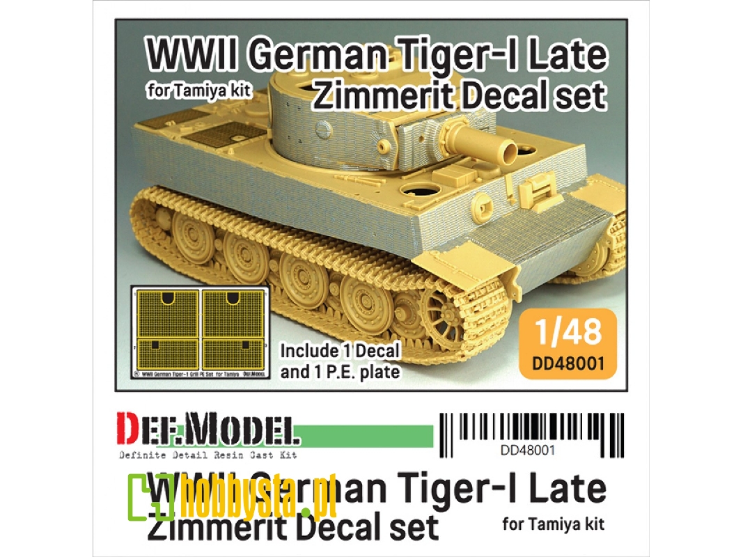 Tiger I Mid/Late - Zimmerit Decal Set With Pe Grill (For Tamiya Kits) - zdjęcie 1 Tiger I Mid/Late - Zimmerit Decal Set With Pe Grill (For Tamiya Kits) - zdjęcie 1
