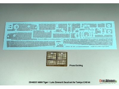 Tiger I Mid/Late - Zimmerit Decal Set With Pe Grill (For Tamiya Kits) - zdjęcie 4