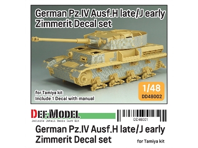 Pz.Kpfw.Iv Ausf.H Late / J Early - Zimmerit Decal Set (For Tamiya Kits) - zdjęcie 1