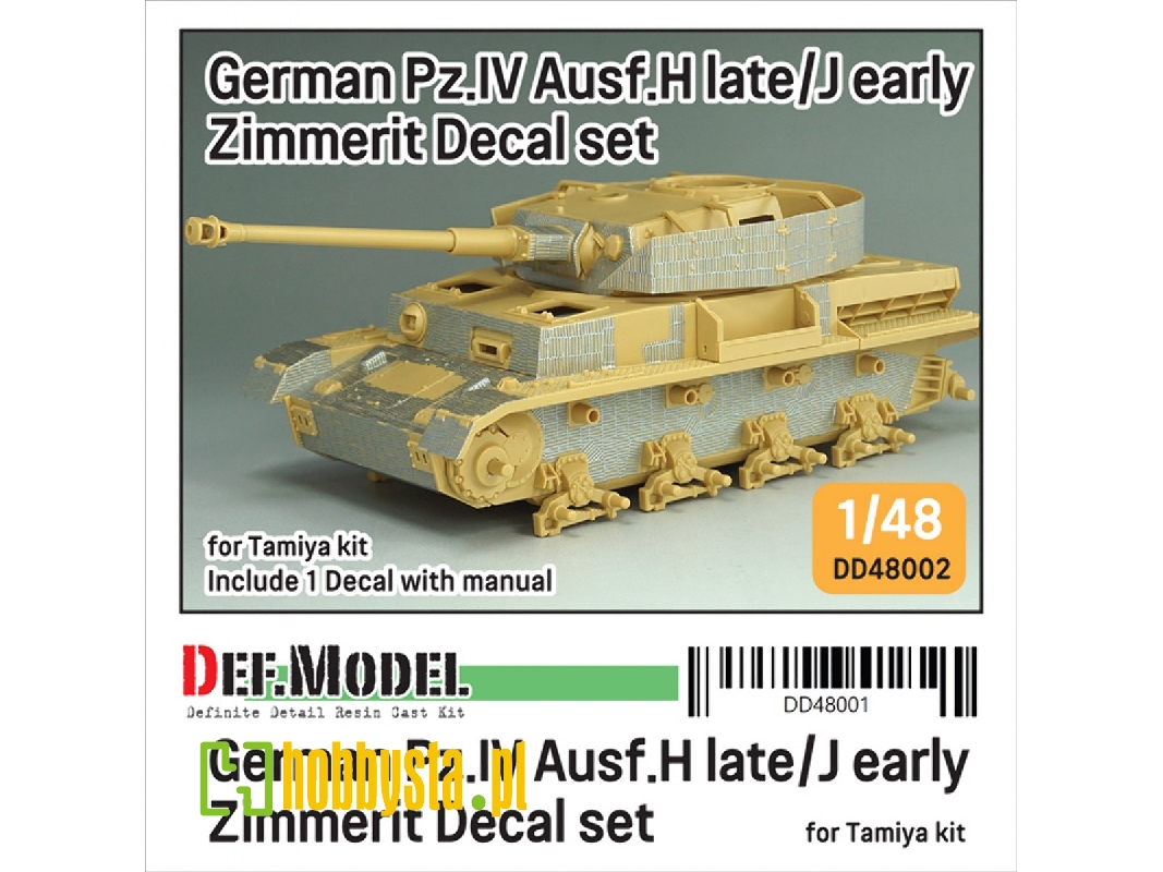Pz.Kpfw.Iv Ausf.H Late / J Early - Zimmerit Decal Set (For Tamiya Kits) - zdjęcie 1 Pz.Kpfw.Iv Ausf.H Late / J Early - Zimmerit Decal Set (For Tamiya Kits) - zdjęcie 1