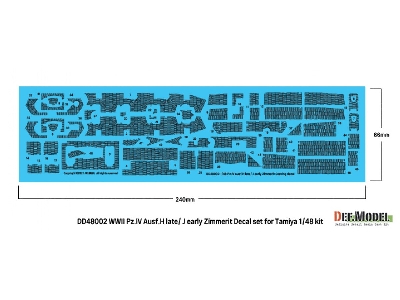 Pz.Kpfw.Iv Ausf.H Late / J Early - Zimmerit Decal Set (For Tamiya Kits) - zdjęcie 4