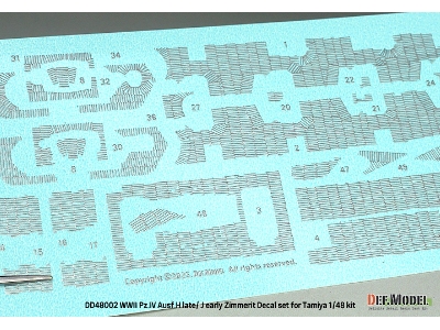 Pz.Kpfw.Iv Ausf.H Late / J Early - Zimmerit Decal Set (For Tamiya Kits) - zdjęcie 14