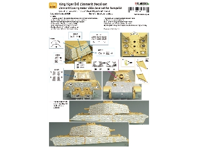 King Tiger (Henschel Turret) - Zimmerit Decal Set With Pe Grill (For Tamiya Kits) - zdjęcie 4