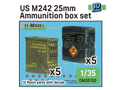 Us M242 25mm Ammunition Box Set - 3d Printed (10 Pcs And Decals) - zdjęcie 1