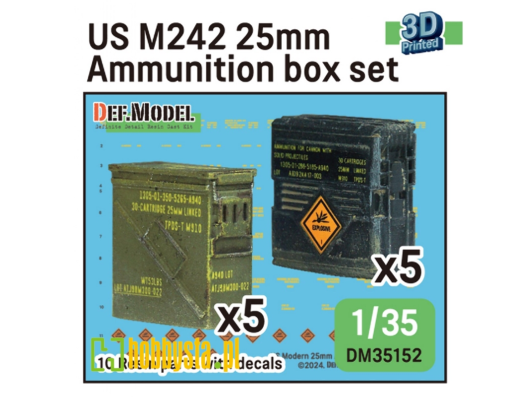 Us M242 25mm Ammunition Box Set - 3d Printed (10 Pcs And Decals) - zdjęcie 1